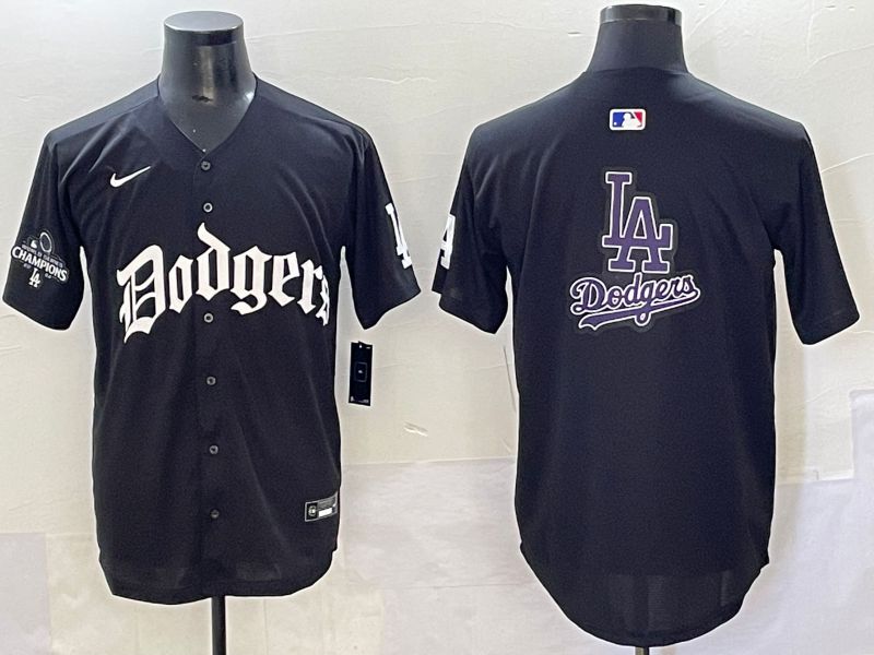 Men 2025 Los Angeles Dodgers Blank Black Seventh generation Joint Name Nike MLB Jersey style 2